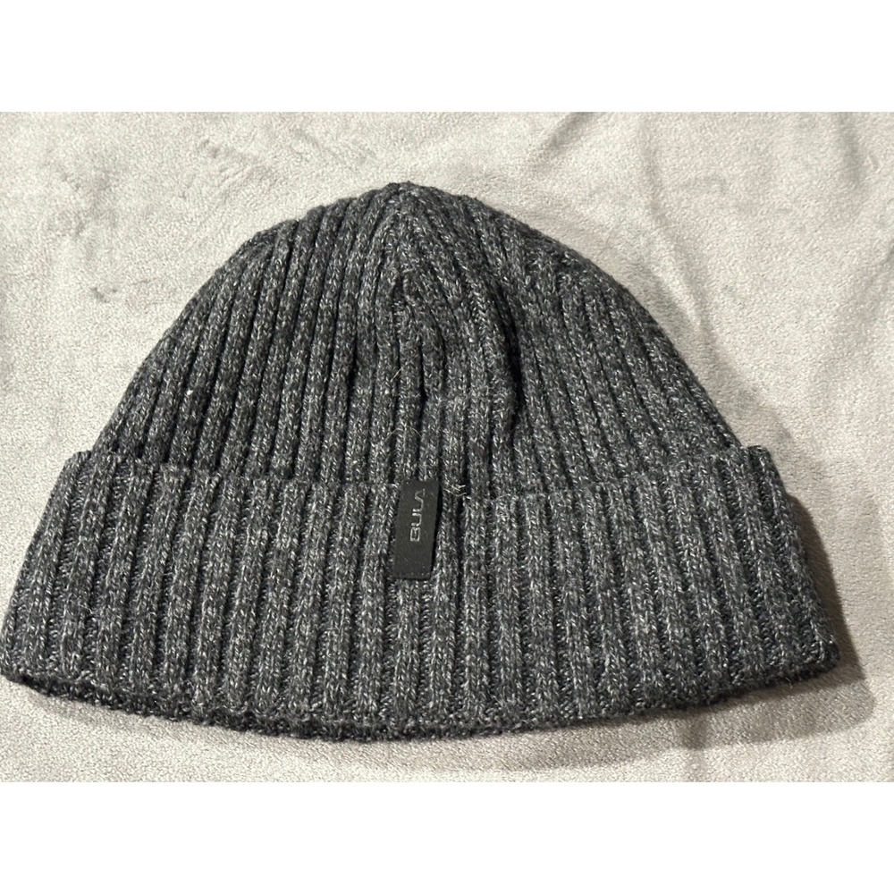 Bula Mens Ribbed Knit Beanie Charcoal Gray Fleece Lined Winter Cuffed Hat OS